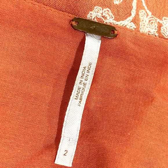 Free People Jasmine Embroidered Mini Dress, Size 2, Papaya Orange - Picture 6 of 11